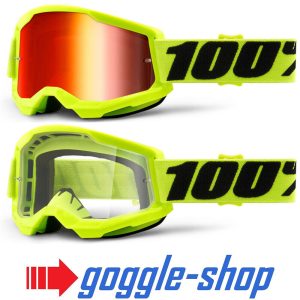 100% Strata 2 Motocross Goggles - Flou Yellow