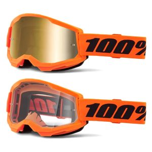 100% Strata 2 Neon Orange Motocross Goggles