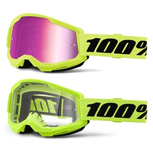 100% Strata 2 Neon Yellow Motocross Goggles