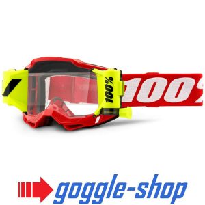 100% Accuri 2 Forecast Roll-Off Motocross Goggles - Neon Red