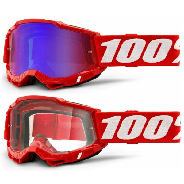 100% Accuri 2 Motocross Goggles - Neon Red