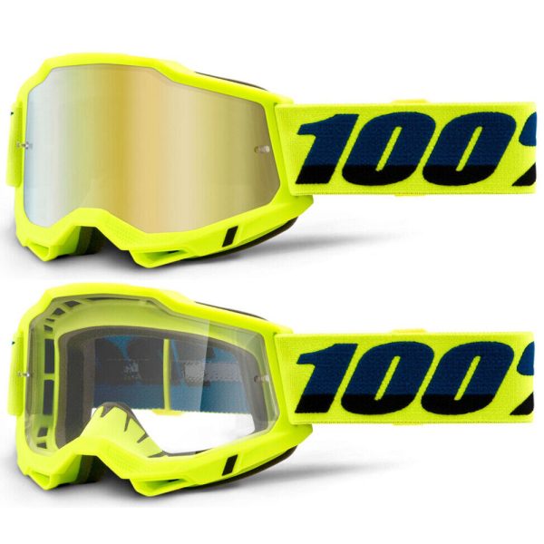 100% Accuri 2 Motocross Goggles - Flou Yellow