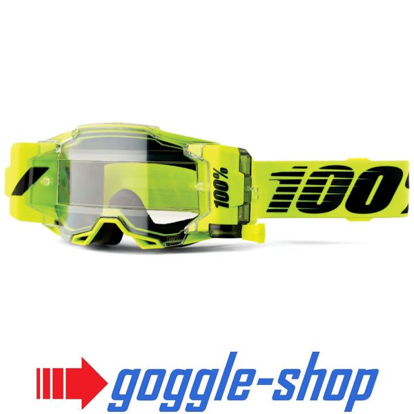 100% Armega Forecast Motocross Goggles - Neon Yellow