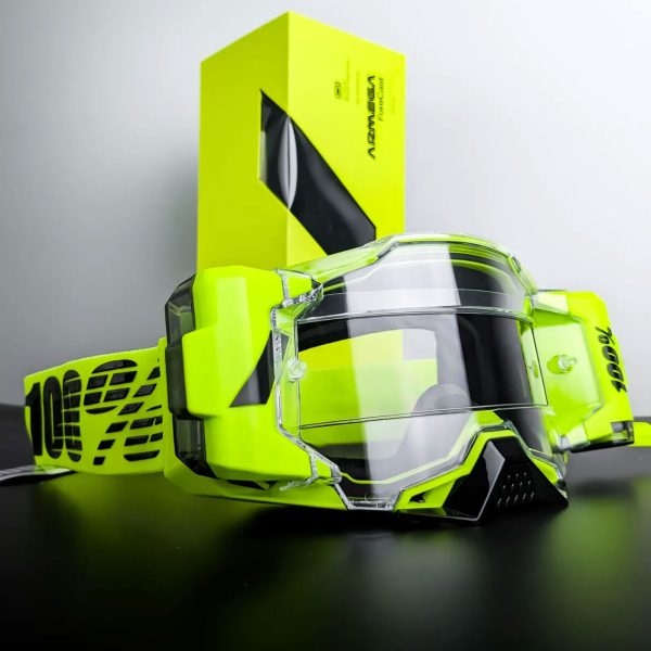 100% Armega Forecast Motocross Goggles - Neon Yellow
