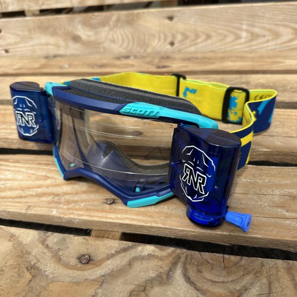 Scott Fury Custom RNR WVS Roll-Off Goggles - Blue Teal Yellow / Blue