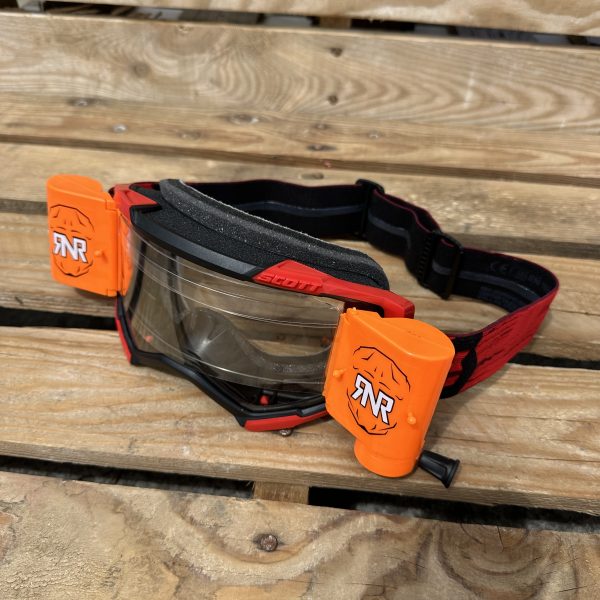 Scott Fury Custom RNR WVS Roll-Off Goggles - Red Black / Neon Orange