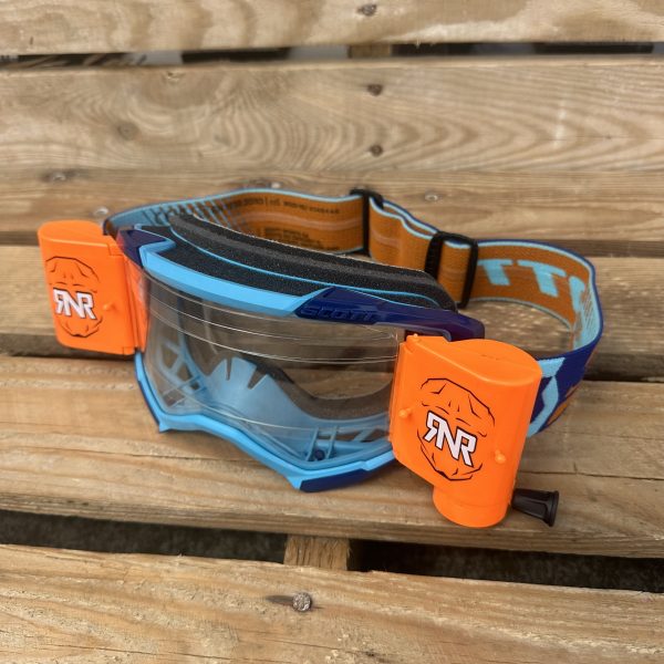 Scott Fury Custom RNR WVS Roll-Off Goggles - Blue Orange / Neon Orange