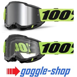 100% Accuri 2 Motocross Goggles - NEON YELLOW