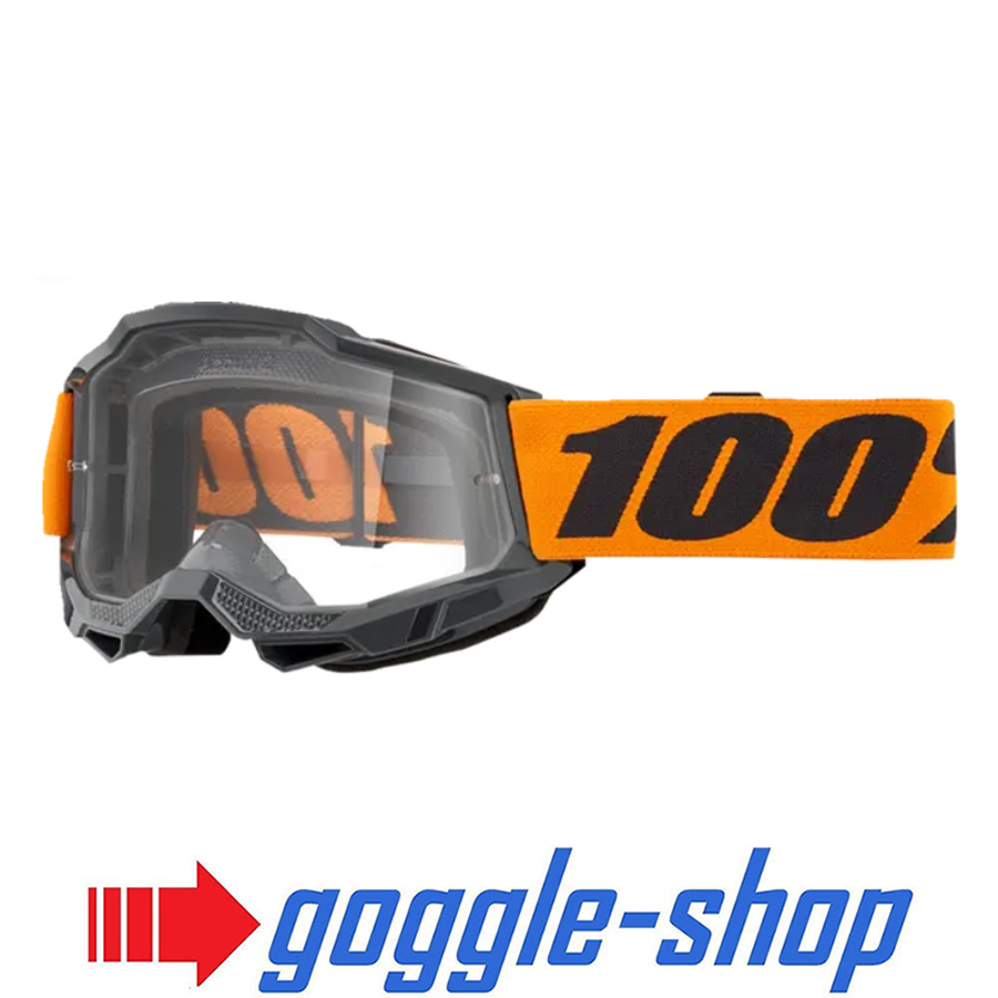 100% Accuri 2 Motocross Goggles - ORANGE CLEAR LENS