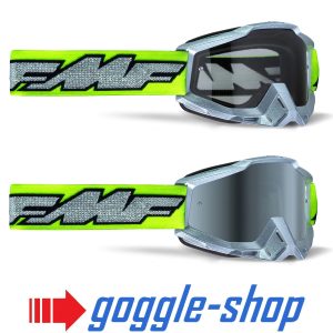 FMF 100% Powerbomb Motocross Goggles - Rocket Silver Lime