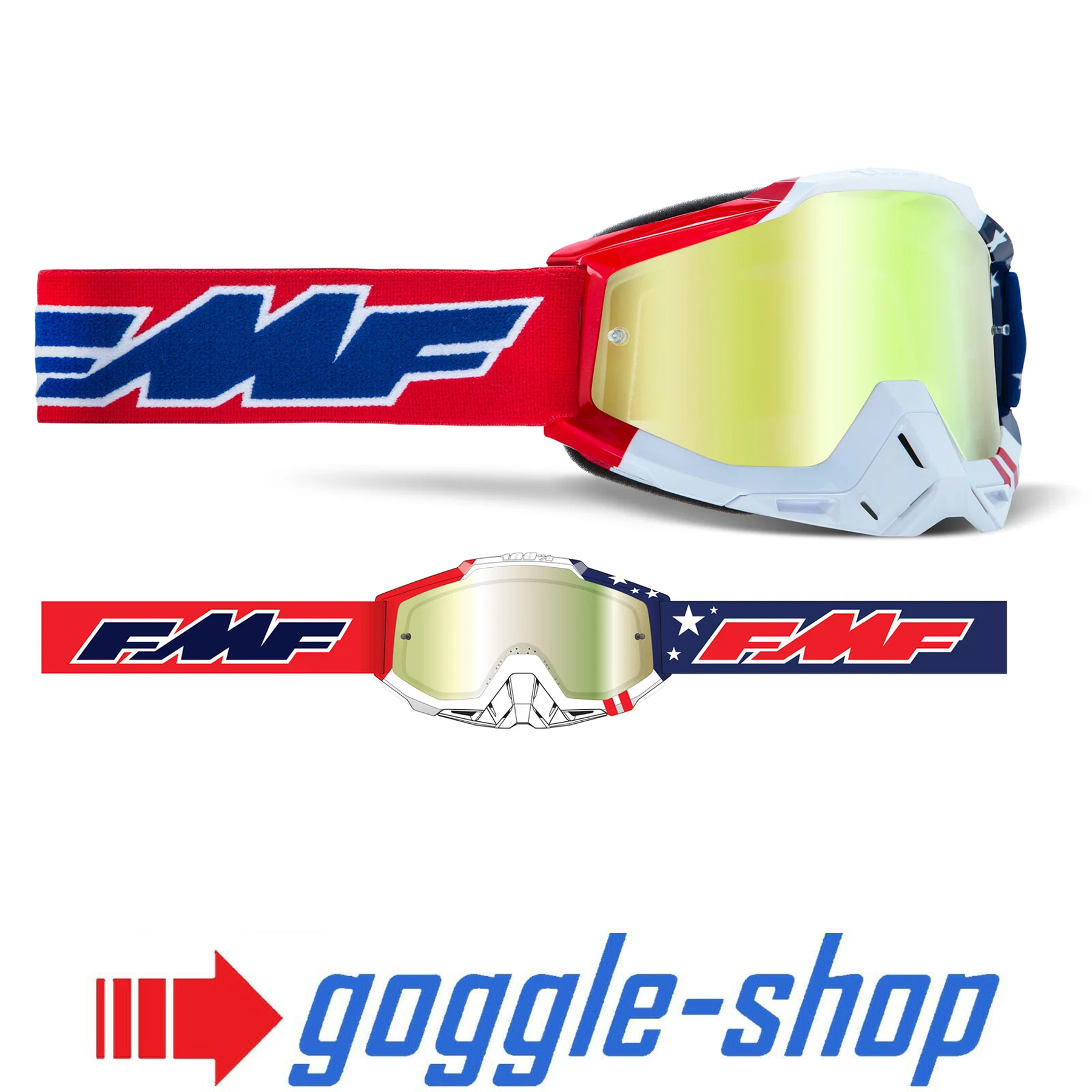 FMF 100% Powerbomb Motocross Goggles - US of A
