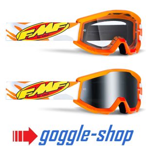 FMF 100% Powercore Motocross Goggles - Assault Grey Orange