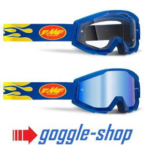 FMF 100% Powercore Motocross Goggles - Flame Navy