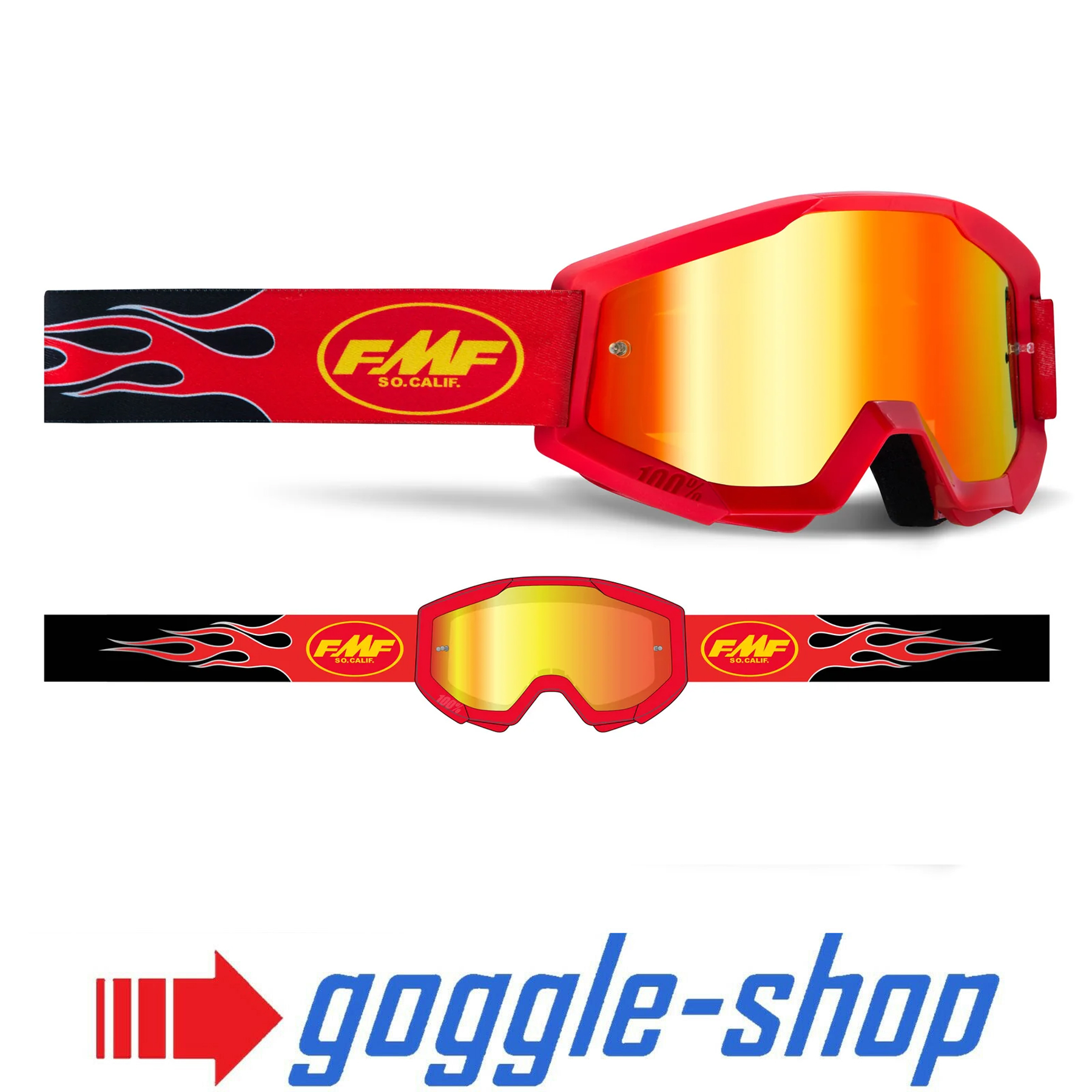 FMF 100% Powercore Motocross Goggles - Flame Red